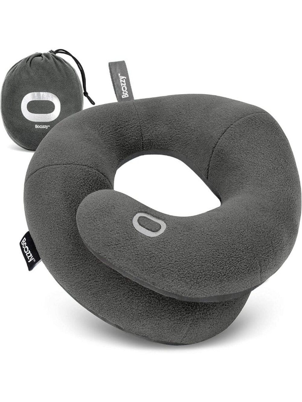 Cozy Travel Neck Pillow for Airplane, Head & Chin Support - X-Large Gray Comfort